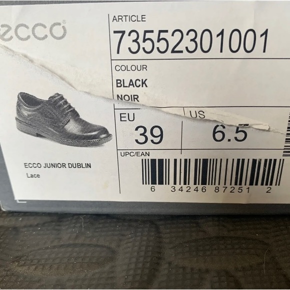 Ecco Junior Dublin Lace Shoes for Boys, Size 6.5, Black - EXCELLENT! - Picture 6 of 8